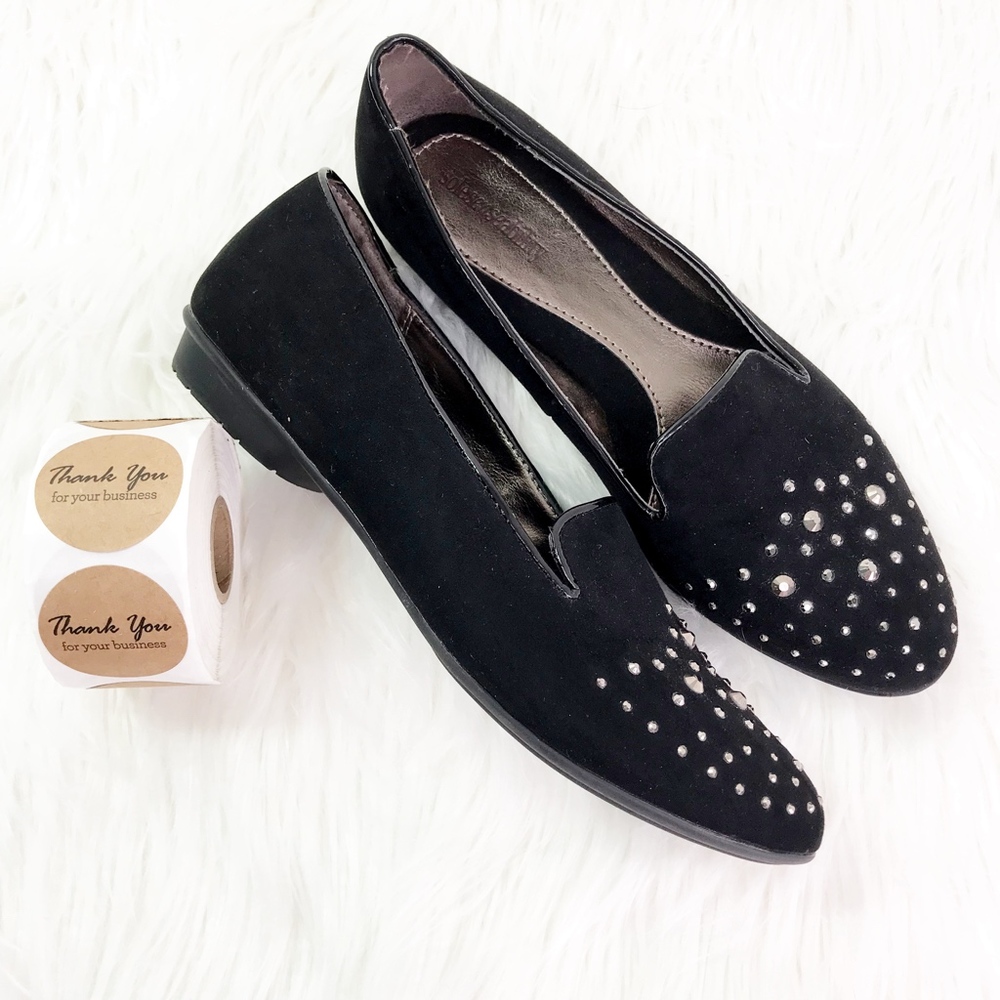 Sole Sensibility - Black Chrome Studded Flats